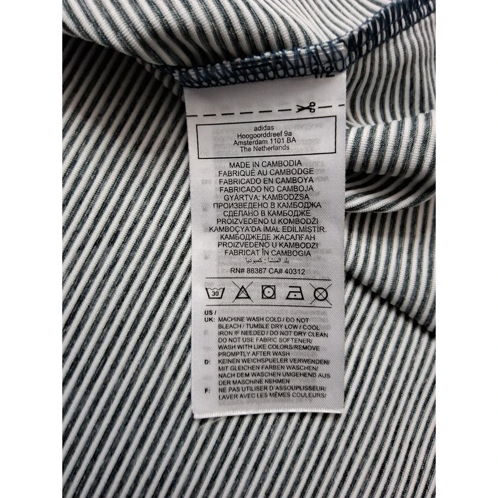 Mens ADIDAS XXL Polo‎ Golf Short Sleeve Shirt Polyester Gray Blue White Stripes